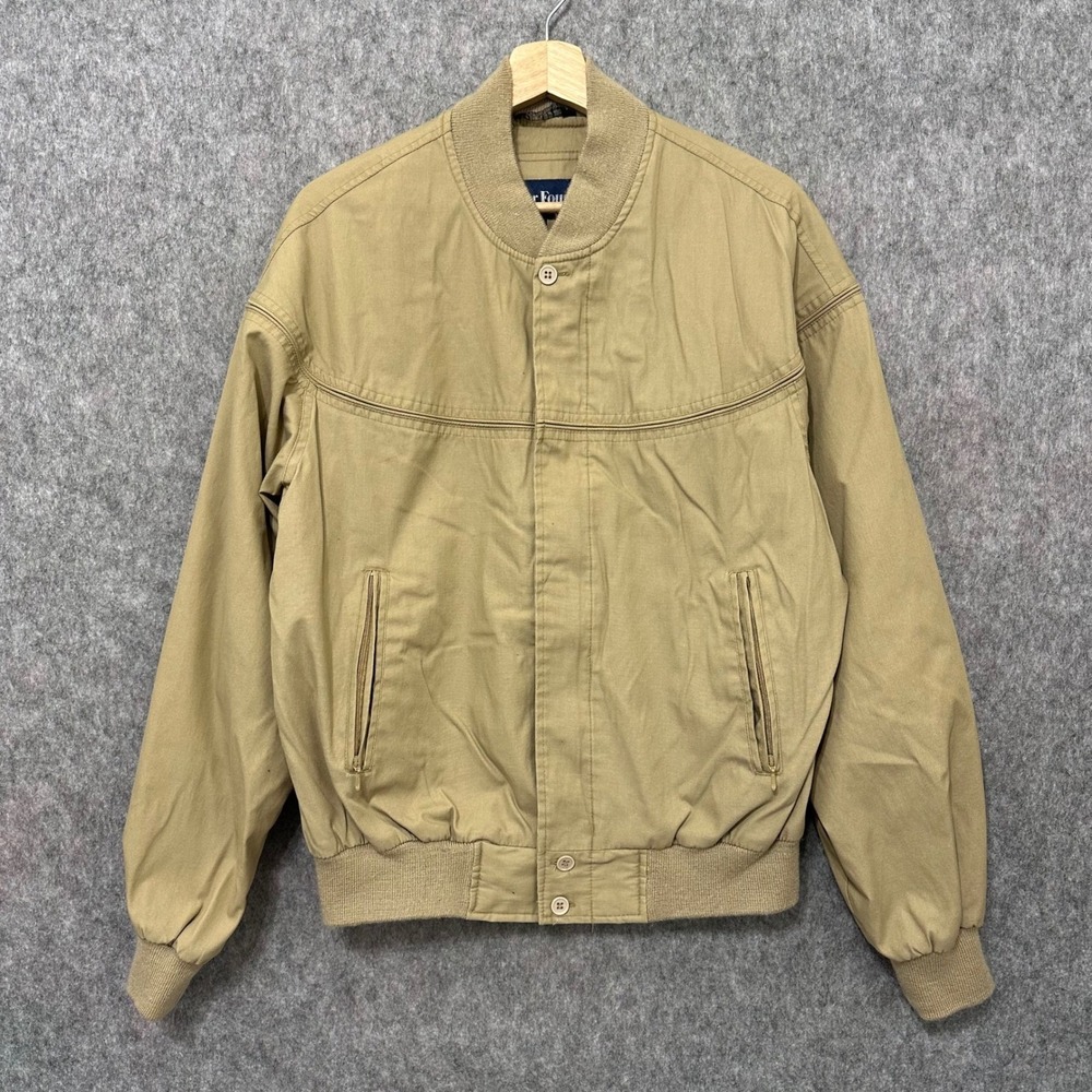 Vintage Par Four Mens Khaki Golf Bomber Jacket Casual Outerwear Size M